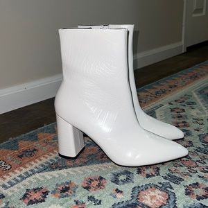 Croc block heel bootie
